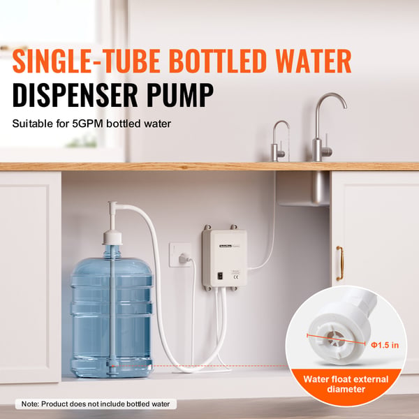 Vanddispenser pumpsystem, 225x150x70 mm, 609,6 cm slange, 3,8 L/min, 40 psi