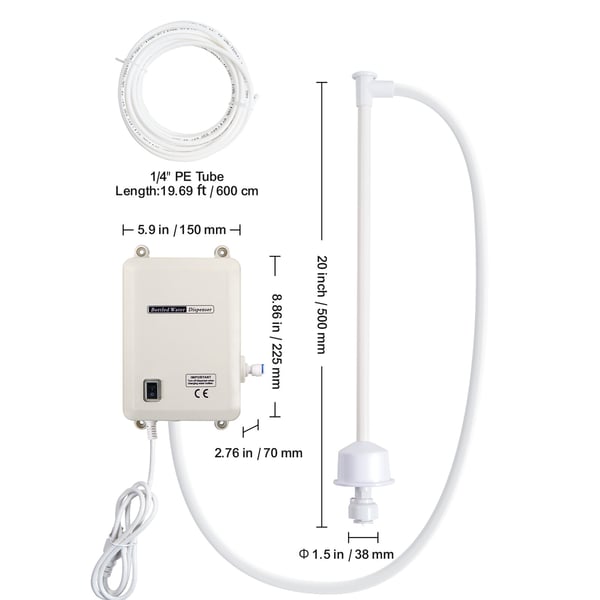 Vanddispenser pumpsystem, 225x150x70 mm, 609,6 cm slange, 3,8 L/min, 40 psi