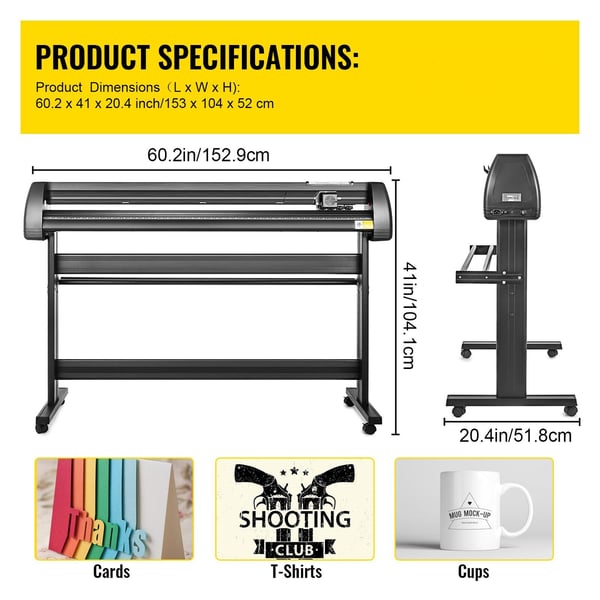 Vinylskærer Plotter, 1350mm papirmating, 153x104x52 cm, Sort, Skiltefremstillingsmaskine