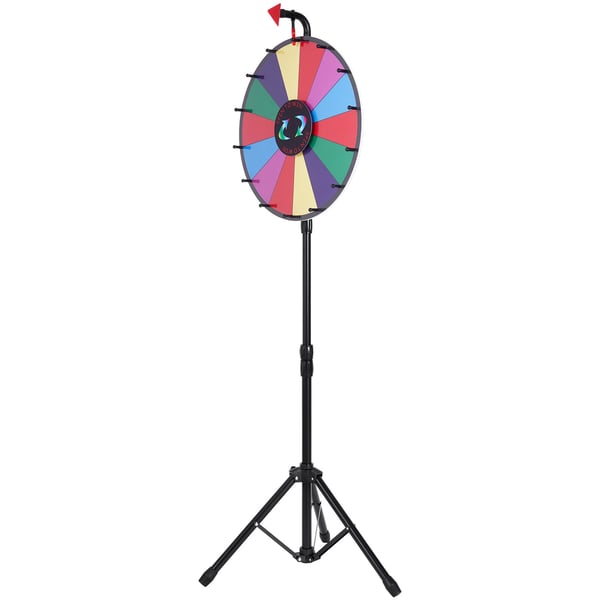 Præmiehjul, 45 cm diameter, 14 felter, justerbar højde 117x155 cm, farve, akryl, spil