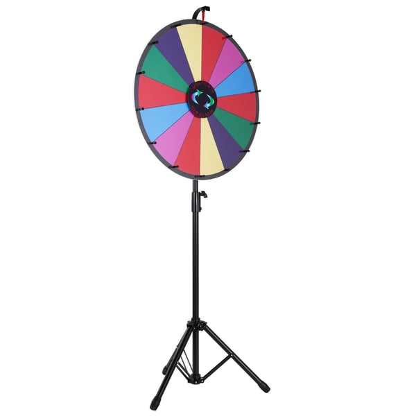 Præmiehjul, 61 cm diameter, 14 felter, justerbart stativ, tør-slet, spil