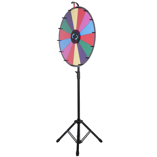 Præmiehjul, 61 cm diameter, 14 felter, justerbart stativ, tør-slet, spil