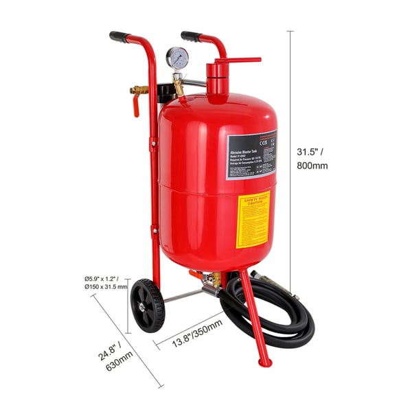 Sandblaster, 63x35x80 cm, Bærbar, Kraftig konstruktion