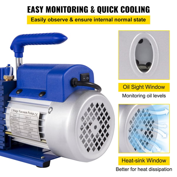Vakuumpump, 370ml 533 L/min 746W, Avgasningskammare, Metall
