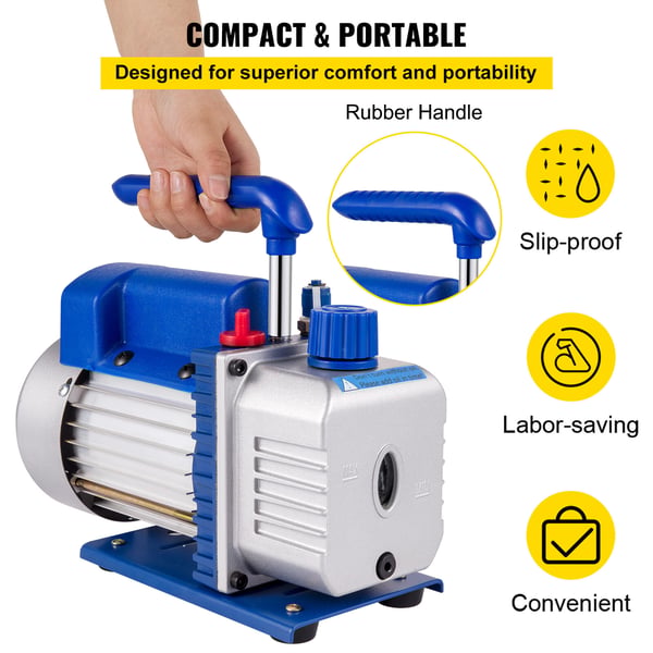 Vakuumpump, 370ml 533 L/min 746W, Avgasningskammare, Metall