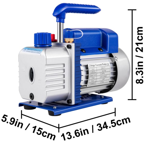 Vakuumpump, 370ml 533 L/min 746W, Avgasningskammare, Metall