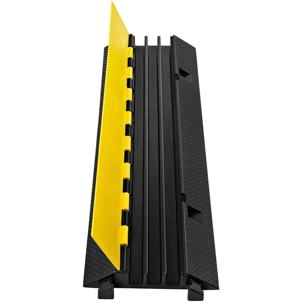 Kabelbeskytter rampe, 3 kanaler, 103x30x5,5 cm, sort gul, gummi