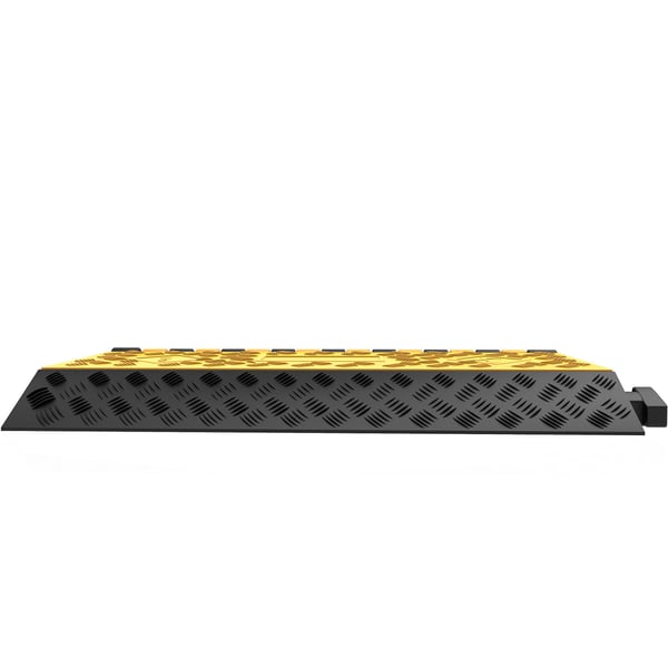 Kabelbeskytter rampe, 3 kanaler, 94,5x50x8 cm, sort gul, gummi