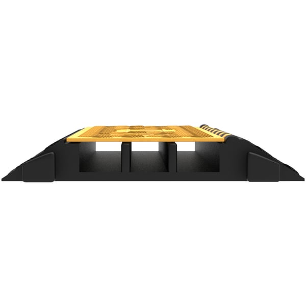 Kabelbeskytter rampe, 3 kanaler, 94,5x50x8 cm, sort gul, gummi