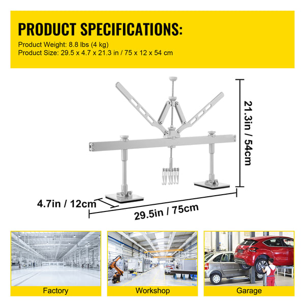 Dent Pull Lever Bar Kit, 75x54x12 cm, alumiini, auton korin korjaustyökalu