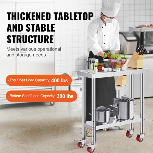 Serveringsarbetsbord, 76,2x30,5x86,4 cm, rostfritt stål, justerbar hylla