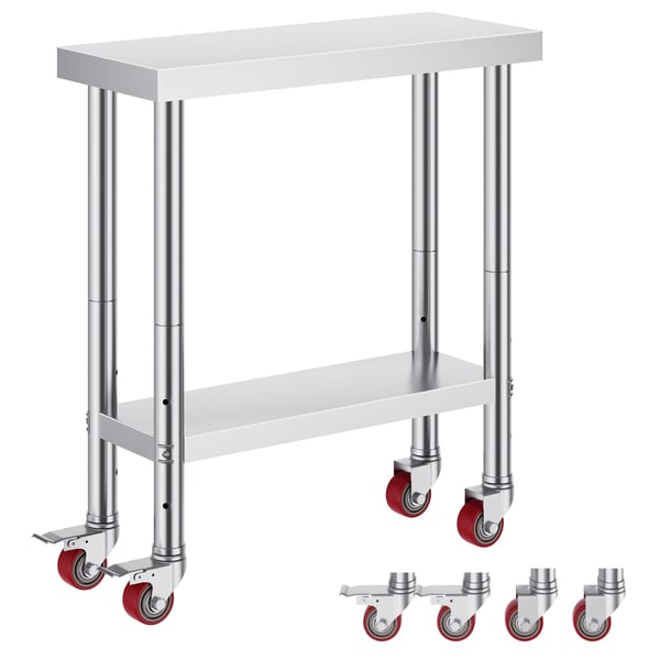 Serveringsarbetsbord, 76,2x30,5x86,4 cm, rostfritt stål, justerbar hylla