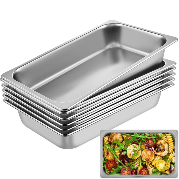 Steam Table Pan Sæt, 6 stk., 53,1x32,5x9,9 cm, Rustfrit Stål