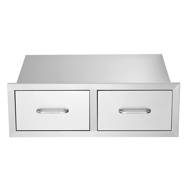 BBQ-skuffe, Dobbelt horisontale skuffer med opbevaringsskab, 74,9x25,4x50 cm, rustfrit stål BBQ-skuffe, Dobbelt horisontale skuffer med opbevaringsskab, 74,9x25,4x50 cm, rustfrit stål