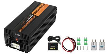 Invertteri, puhdas siniaalto, 5000W, 24V DC – 230V AC, alumiini