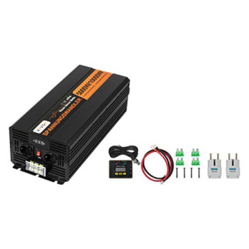 Invertteri, puhdas siniaalto, 5000W, 24V DC – 230V AC, alumiini