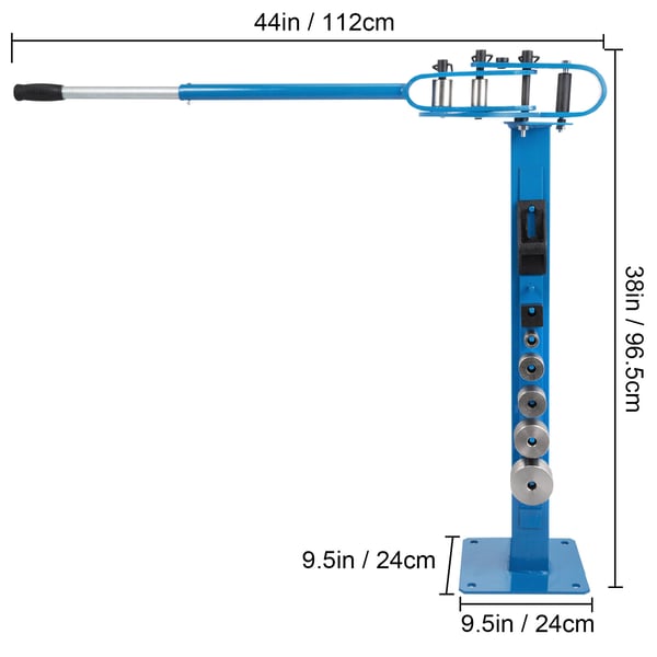 Metallintaivutin, manuaalinen lattiamalli, 117,2 cm kahva, teräs, valmistus