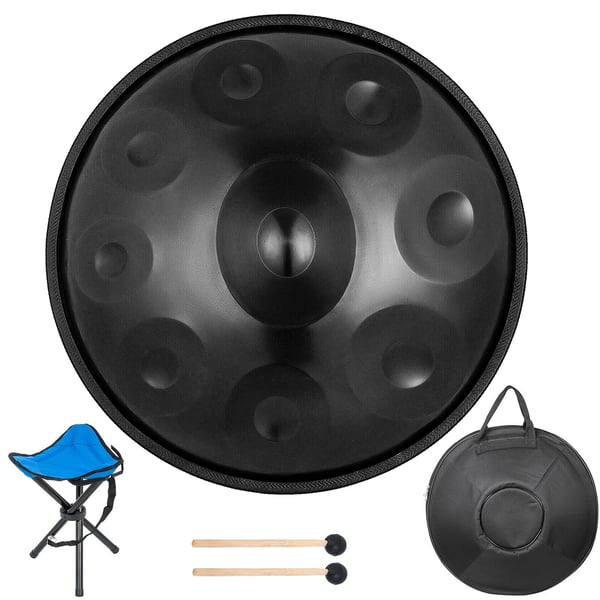 Handpan tromme, D-mol 9 toner 56x26 cm, brun, stål