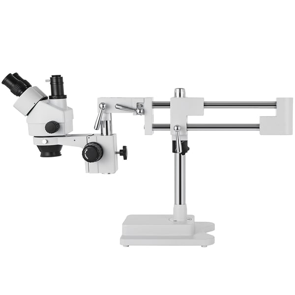 Stereo mikroskop 3.5X-90X, trinokulær, dobbeltarmet, justerbar bom