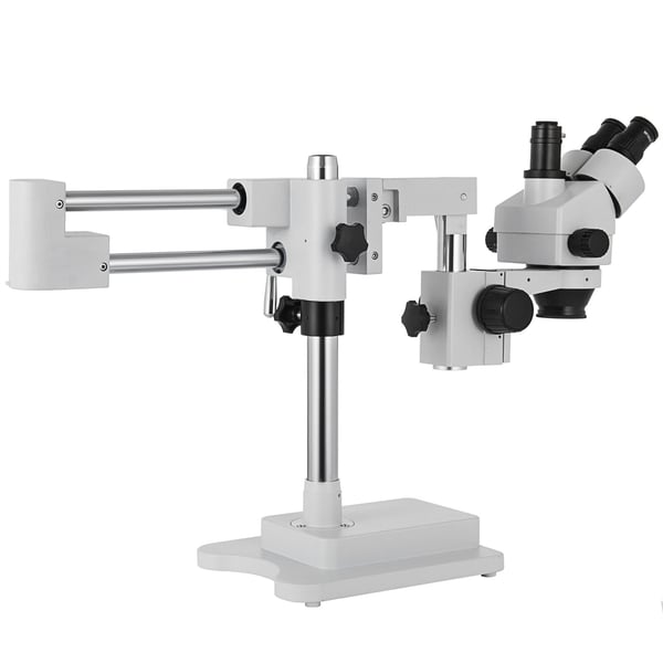 Stereo mikroskop 3.5X-90X, trinokulær, dobbeltarmet, justerbar bom