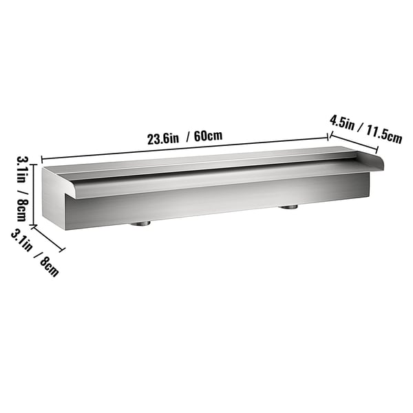 Vattenfall Poolfontän, 60x11.4x7.9 cm, Silver, Rostfritt stål