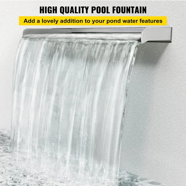 Vandfald Pool Fontæne, 150x11.5x8 cm, Sølv, Rustfrit Stål