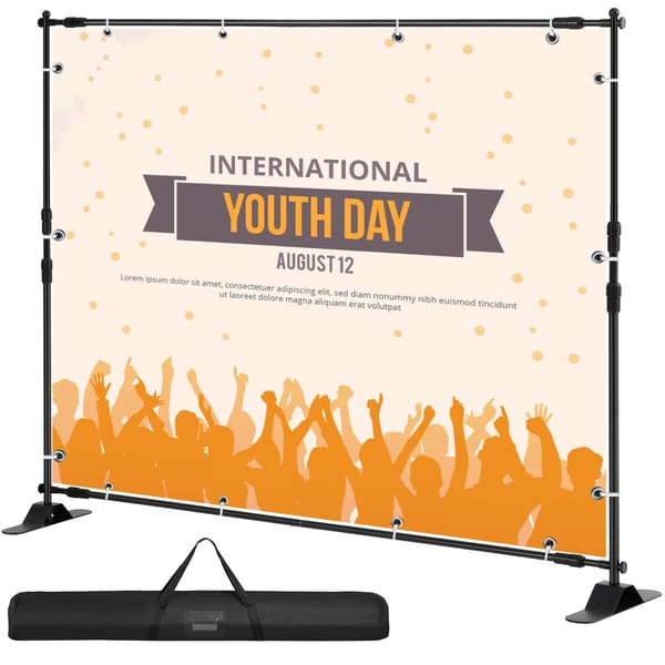 Baggrundsbannerstativ, 243,8x243,8 cm, Sort, Justerbar aluminiumsramme
