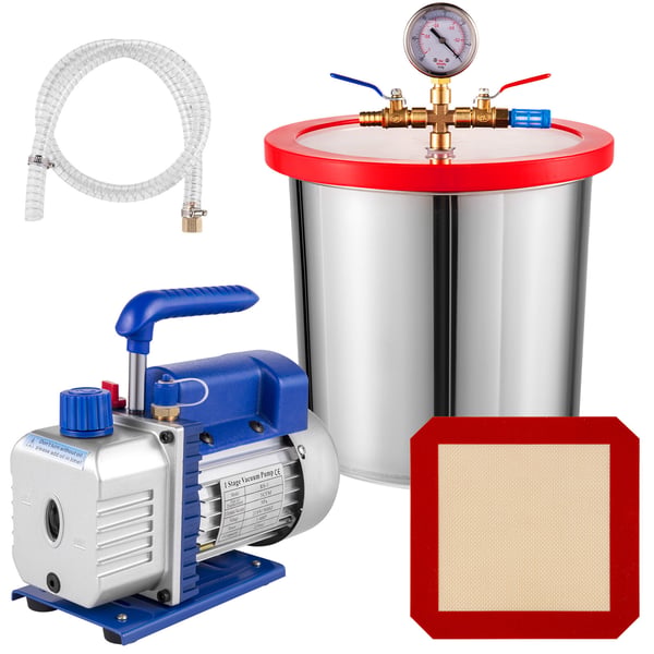 Vakuumpump och kammarsats, 3 CFM 1/4HP, 3 gallon, HVAC kylsystem, aluminium