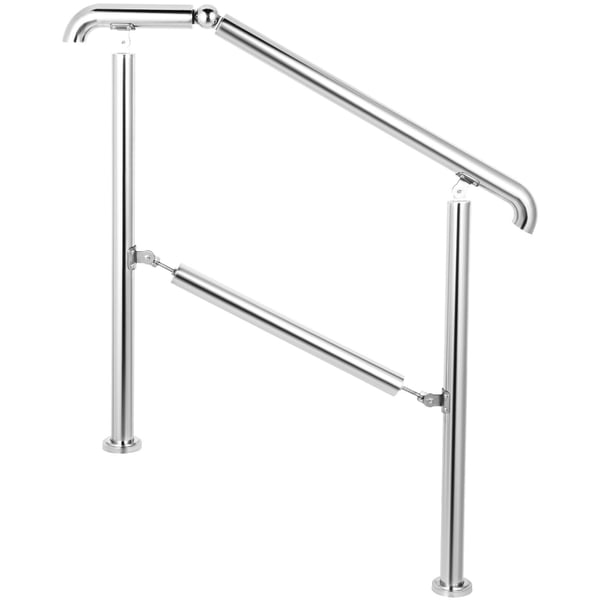 Trappräcke, Justerbart Räcke, 106x86 cm, Silver, Rostfritt Stål