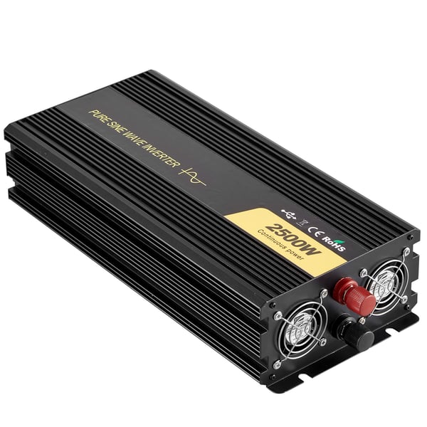 Invertteri, Puhdas siniaalto 2500W DC 12V - AC 230V, LCD-näyttö, kaukosäädin, alumiini