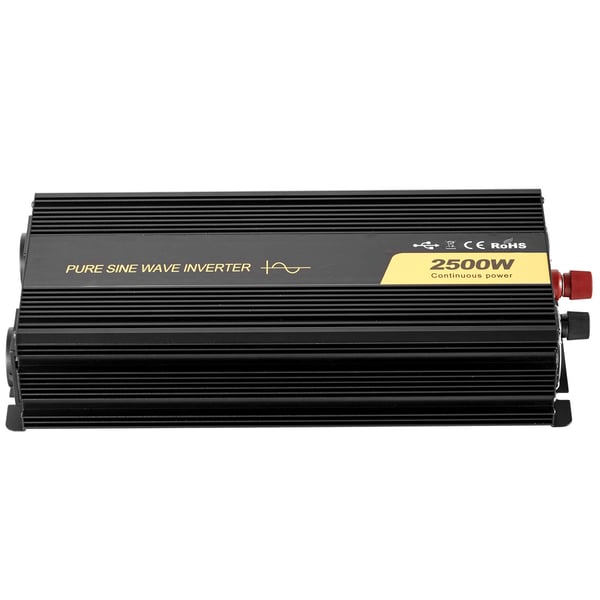 Invertteri, Puhdas siniaalto 2500W DC 12V - AC 230V, LCD-näyttö, kaukosäädin, alumiini