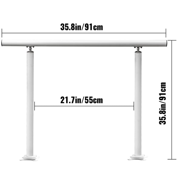 Trappegelænder, Justerbart aluminium, 91x91 cm, Hvid
