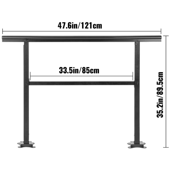 Handledare, Justerbart utomhusräcke 121x89.5 cm, Svart, Aluminium