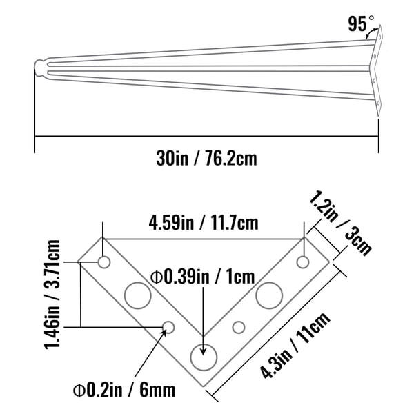Pöydänjalat, Hairpin, 76,2 cm, musta, hiiliteräs