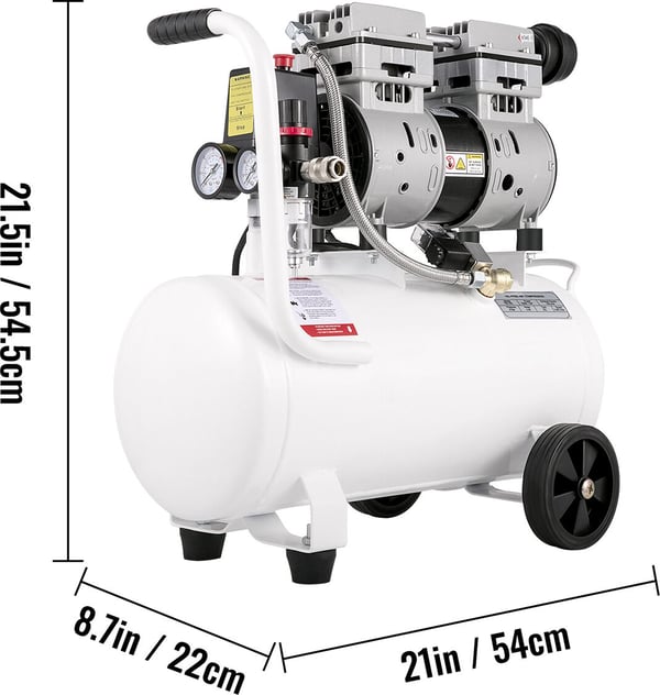 Ilmakompressori, 25L 1 HP öljytön terässäiliö, erittäin hiljainen, kannettava