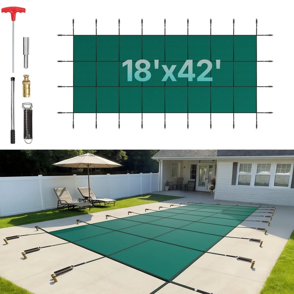 Poolskydd 5,48x12,8 m Grön, Nät, PP-material