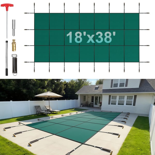 Pool sikkerhedscover 549x1160 cm, grøn net, polypropylen, vinterbeskyttelse