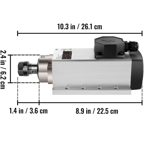 Karanmoottori, 2.2KW ilmalla jäähdytettävä CNC-karamoottori, 6.2x26.1 cm, metalli