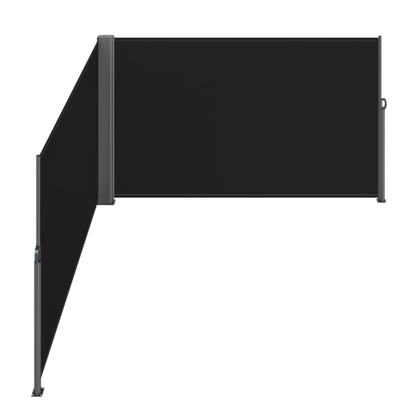 Utdragbar sidomarkis, 180x600 cm, svart, aluminium, utomhus insynsskydd