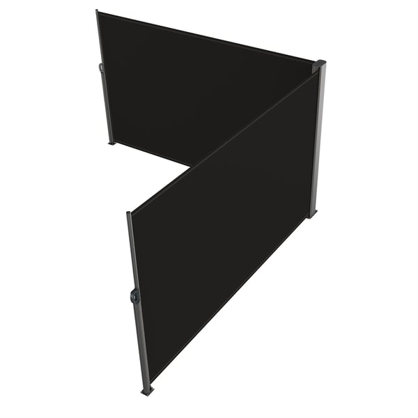 Utdragbar sidomarkis, 180x600 cm, svart, aluminium, utomhus insynsskydd