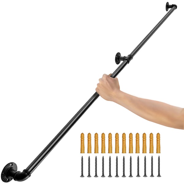 Trappegelænder, 152,4 cm, Sort, Kulstofstål
