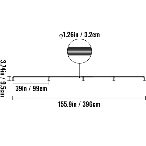 Trappräcke, 396,2 cm, Svart, Kolstål