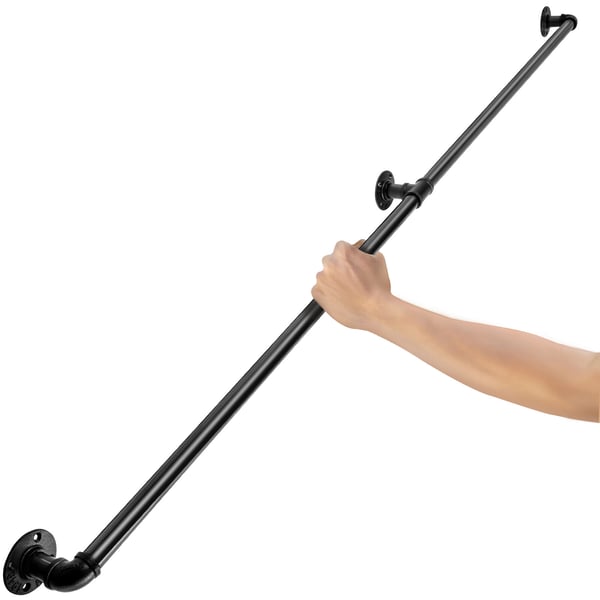 Trappegelænder, 182,9 cm, Sort, Kulstofstål