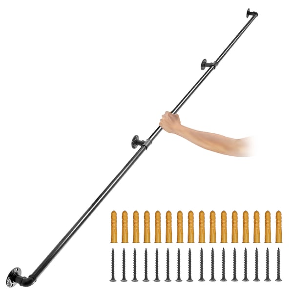 Trappegelænder, 243,8 cm, Sort, Kulstofstål