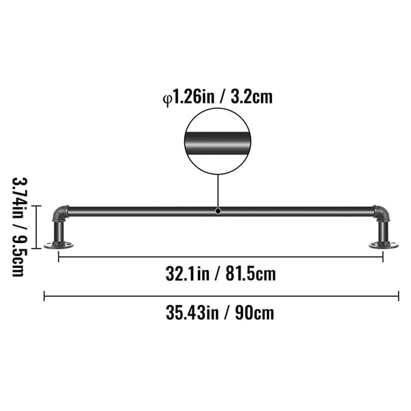 Trappräcke, 91,4 cm, Svart, Kolstål