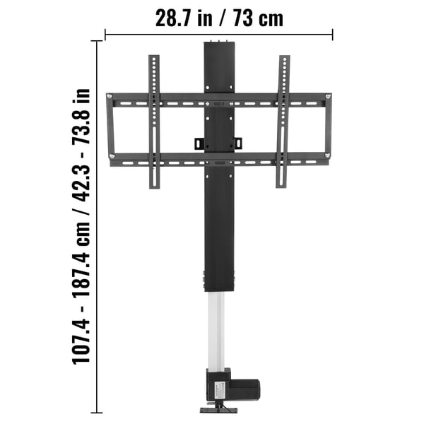 TV-liftstativ, 66–152,4 cm, sort, motoriseret aluminium