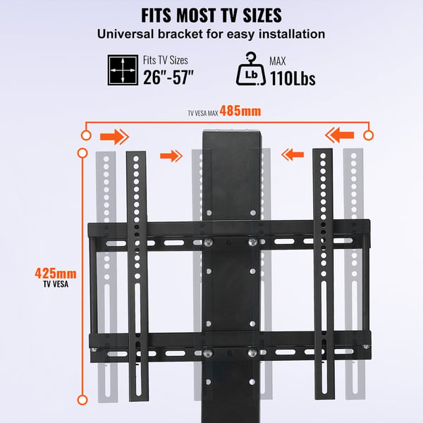 Motoriseret TV-lift, højdejusterbar 71,1 cm, 71,1 cm, sort, aluminiumlegering