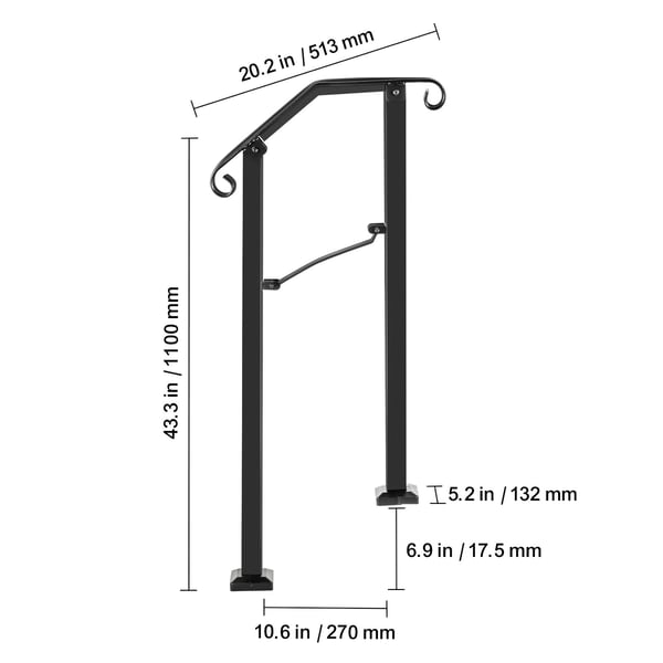 Handledare, Arch#1, 30x97.8 cm, Svart, Smidesjärn