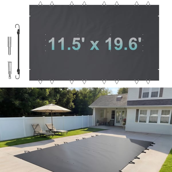 Poolskydd, 350x600 cm, Antracit, PVC