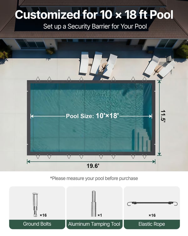 Poolskydd, 350x600 cm, Antracit, PVC